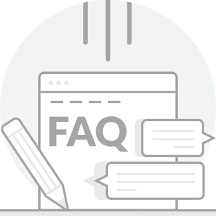 FAQ message board with a pencil and speech bubbles